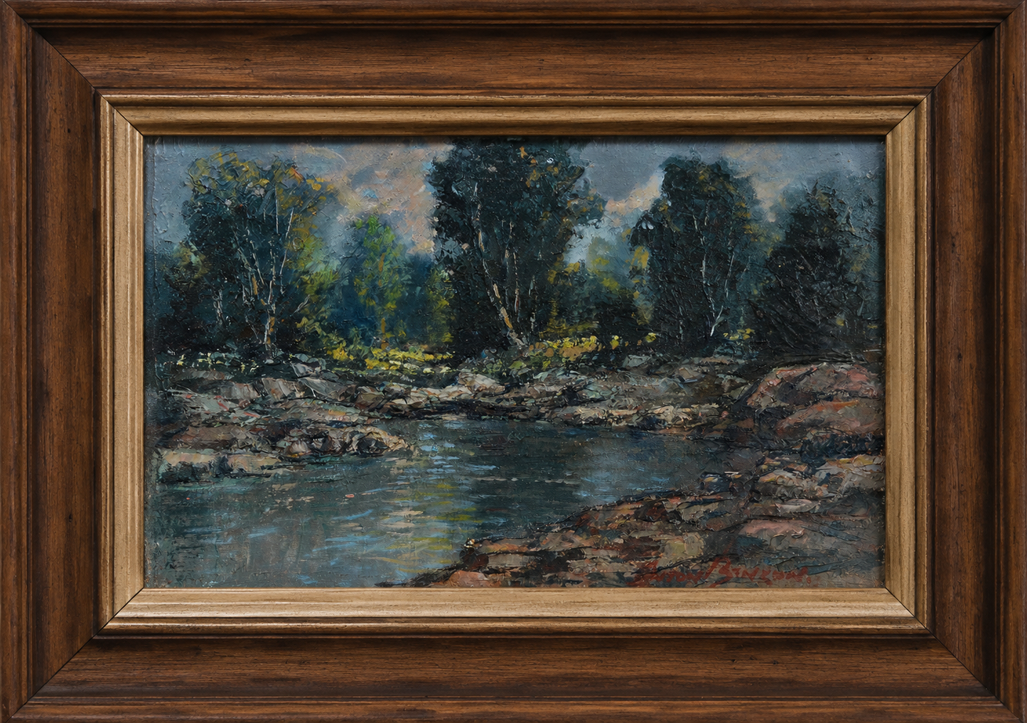 Anton Benzon - River Scene, 30x21cm