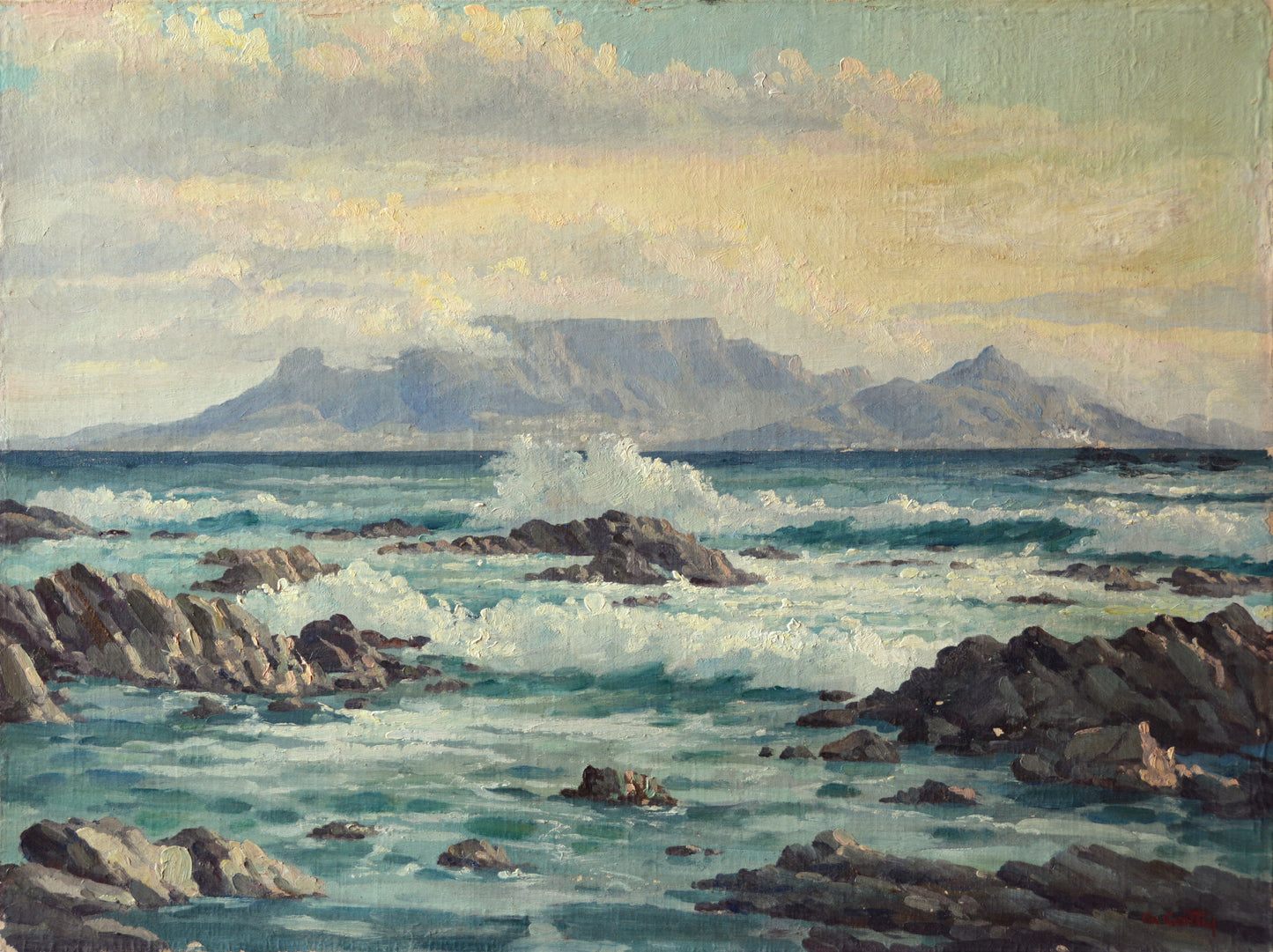 Giuseppe Catty - Blouberg view of Table Mountain 61x46cm