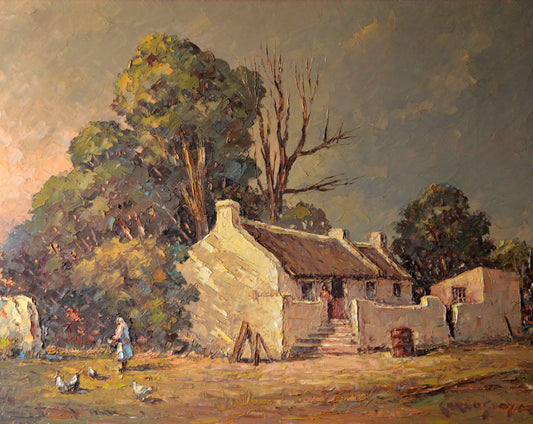 Carlo Sdoya - Sunlit Farmhouse Scene, 75x60cm