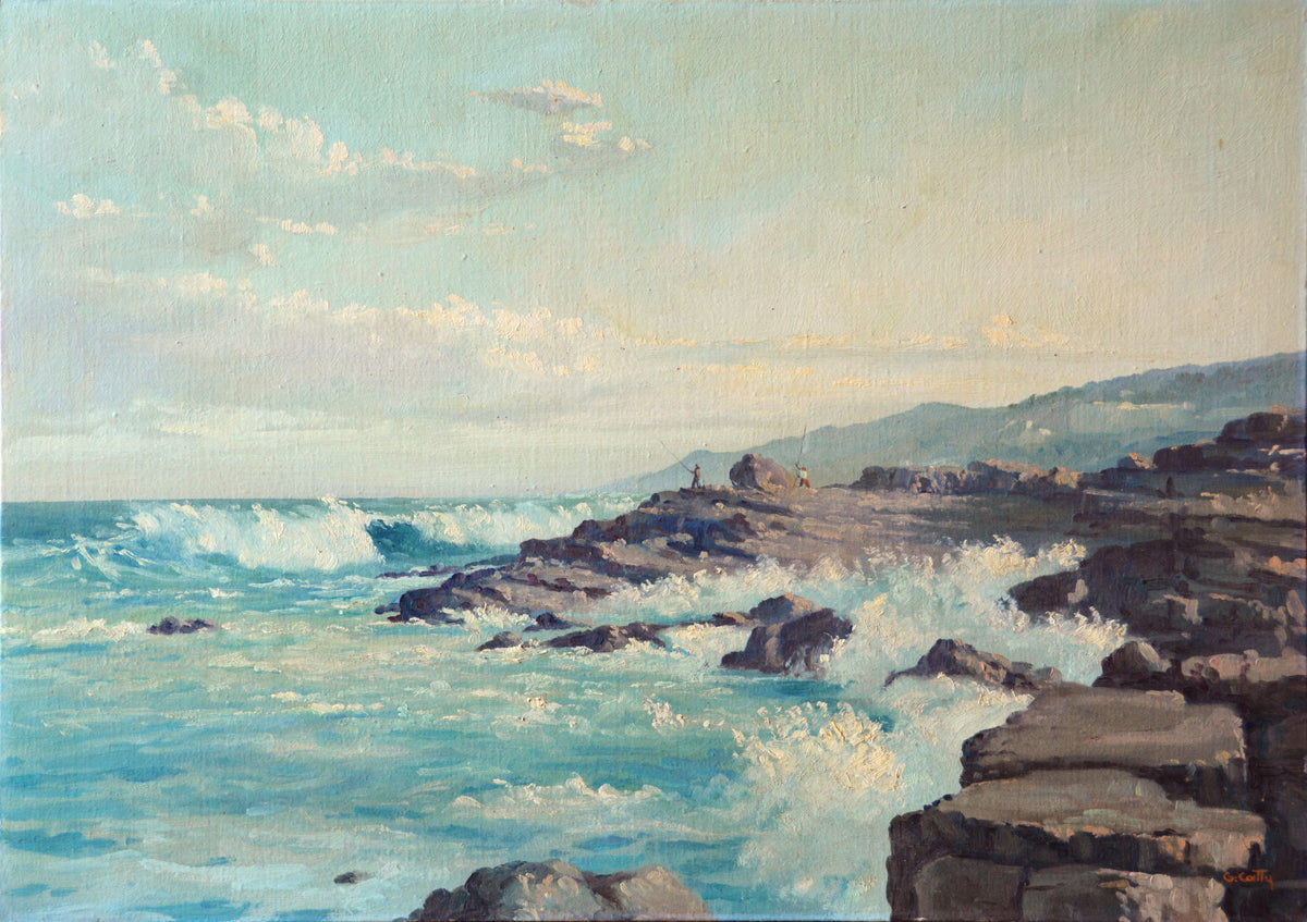 Giuseppe Catty - Fisherman on the rocks, 61x43cm