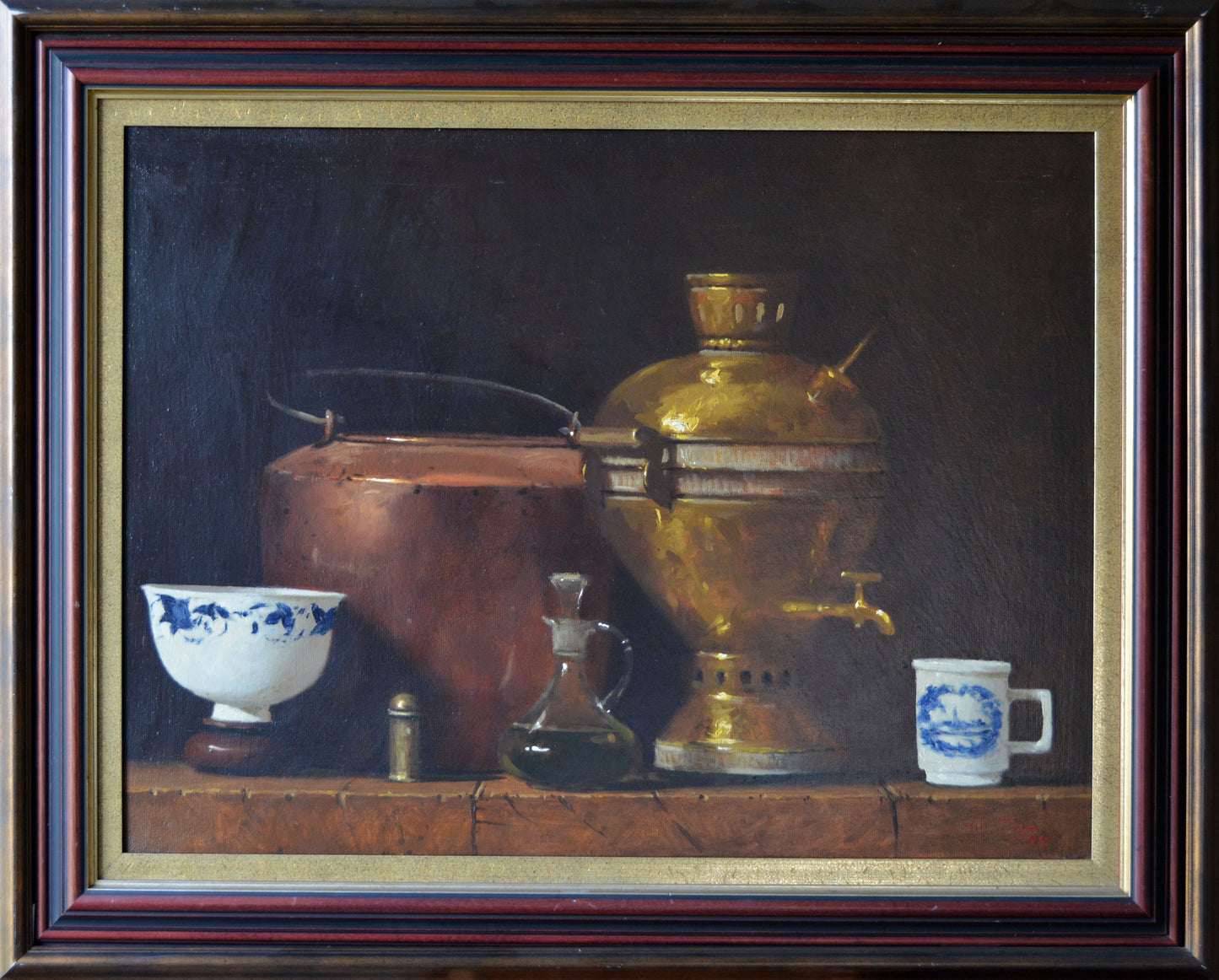 Duggie du Toit - Large still life with Copper, Ceramics and Salt 80x60cm