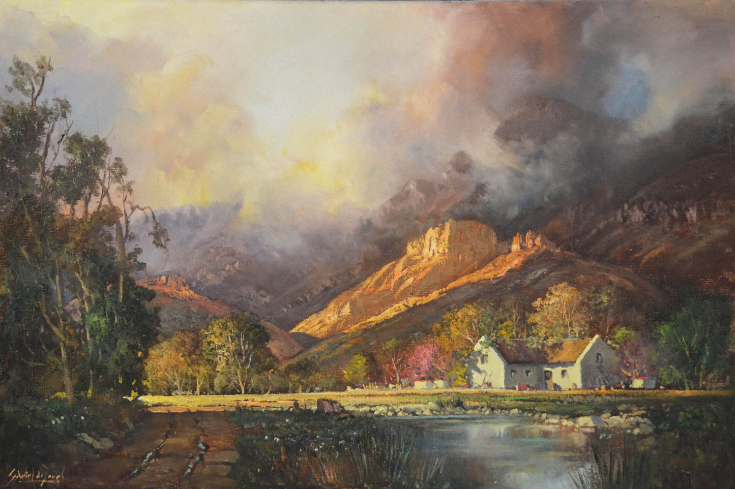 Gabriel de Jongh - Lovely Moody Landscape, 90x60cm