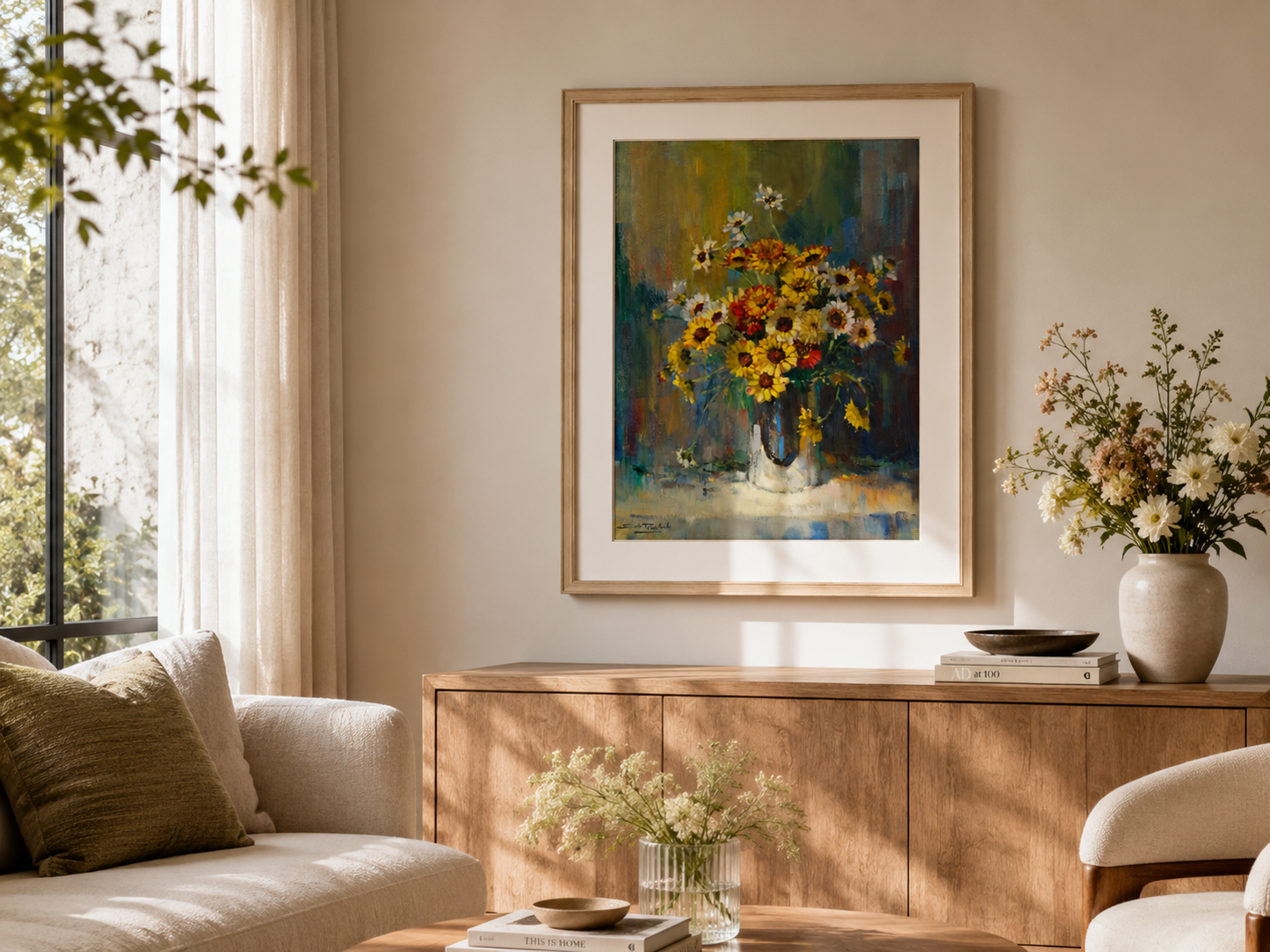 Dino Paravano - Colourful Daisies in a bowl 60x45cm