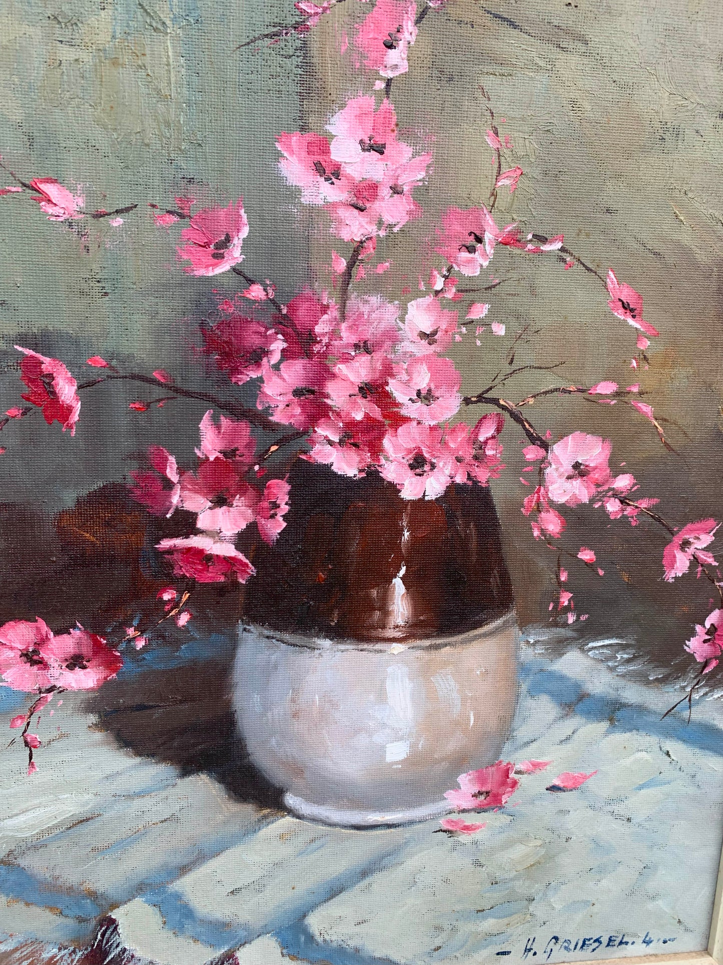 Hennie Griesel - Gorgeous Pink Blossom Still Life, 40x30cm
