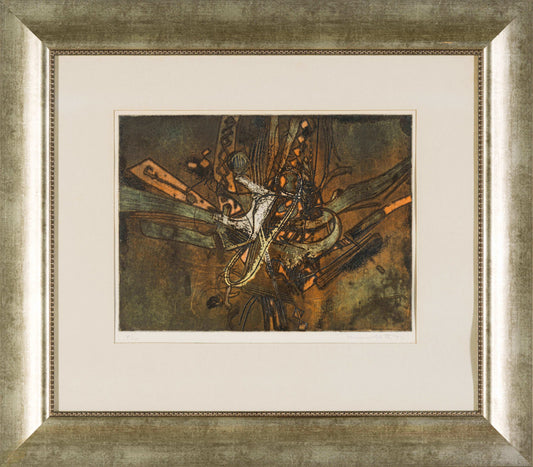 Dirk Meerkotter, Brown and Amber Multi plate Etching, 40x30cm