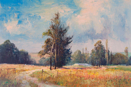 Chris Tugwell - Large colourful landscape, 90x60cm