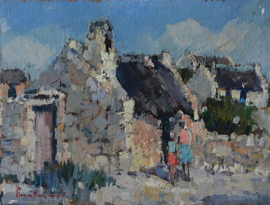 Bruce Hancock - Figures in Village Scene, 22x17