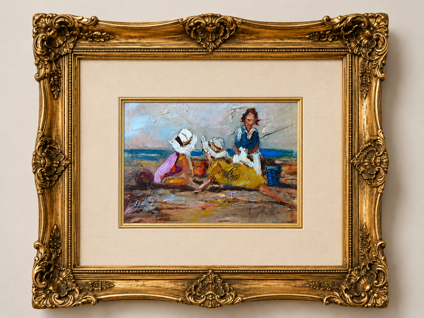 Corne Weideman - Kids on the beach, 31 x 23 unframed