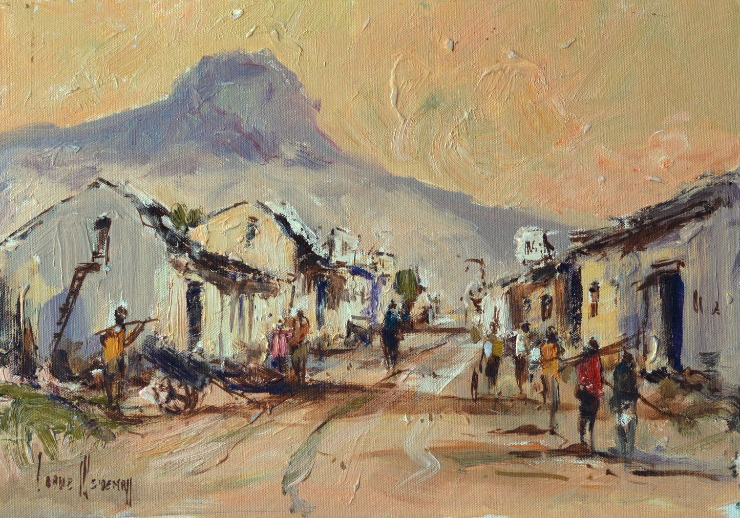 Corne Weideman - Old Cape Malay Quarters Scene, 45 x 30 unframed