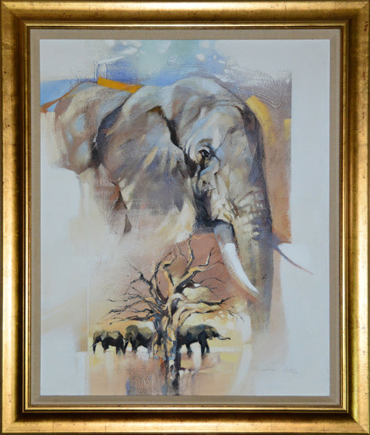 Derric van Rensburg - Large Elephant Abstract, 110x80cm