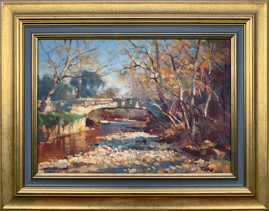 Dino Paravano - Bridge over rocky riverbed, 50x35cm