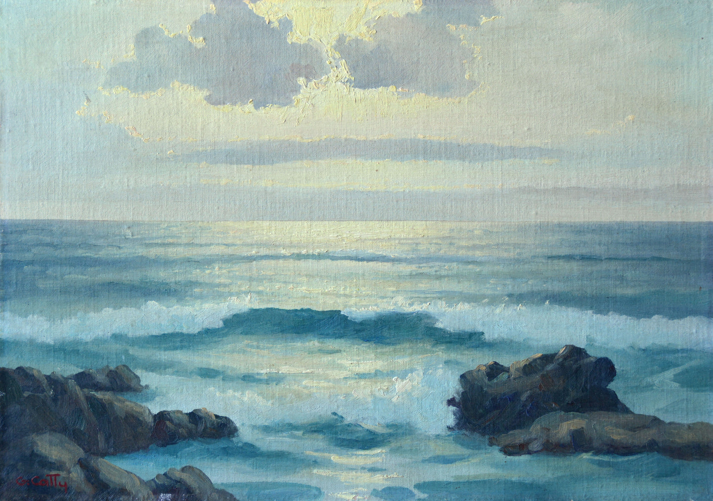 Giuseppe Catty - Sunset Seascape, 43x31cm