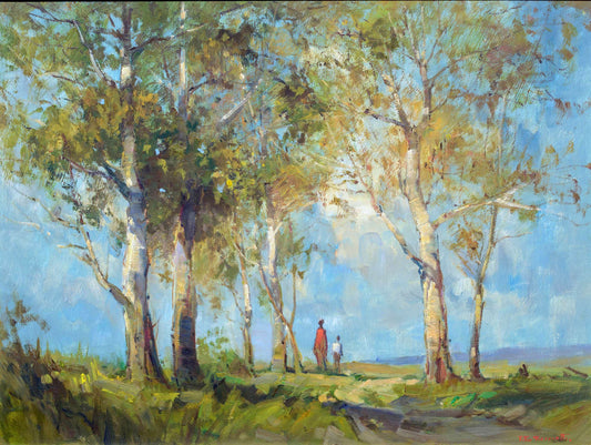 Titta Fasciotti - Walking in a sunlit forest, 60x45cm